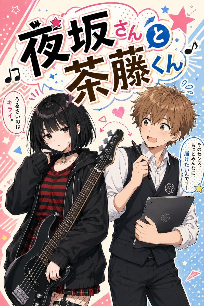 Manga Cover With Bass Girl and Designer Boy - AI image template preview
