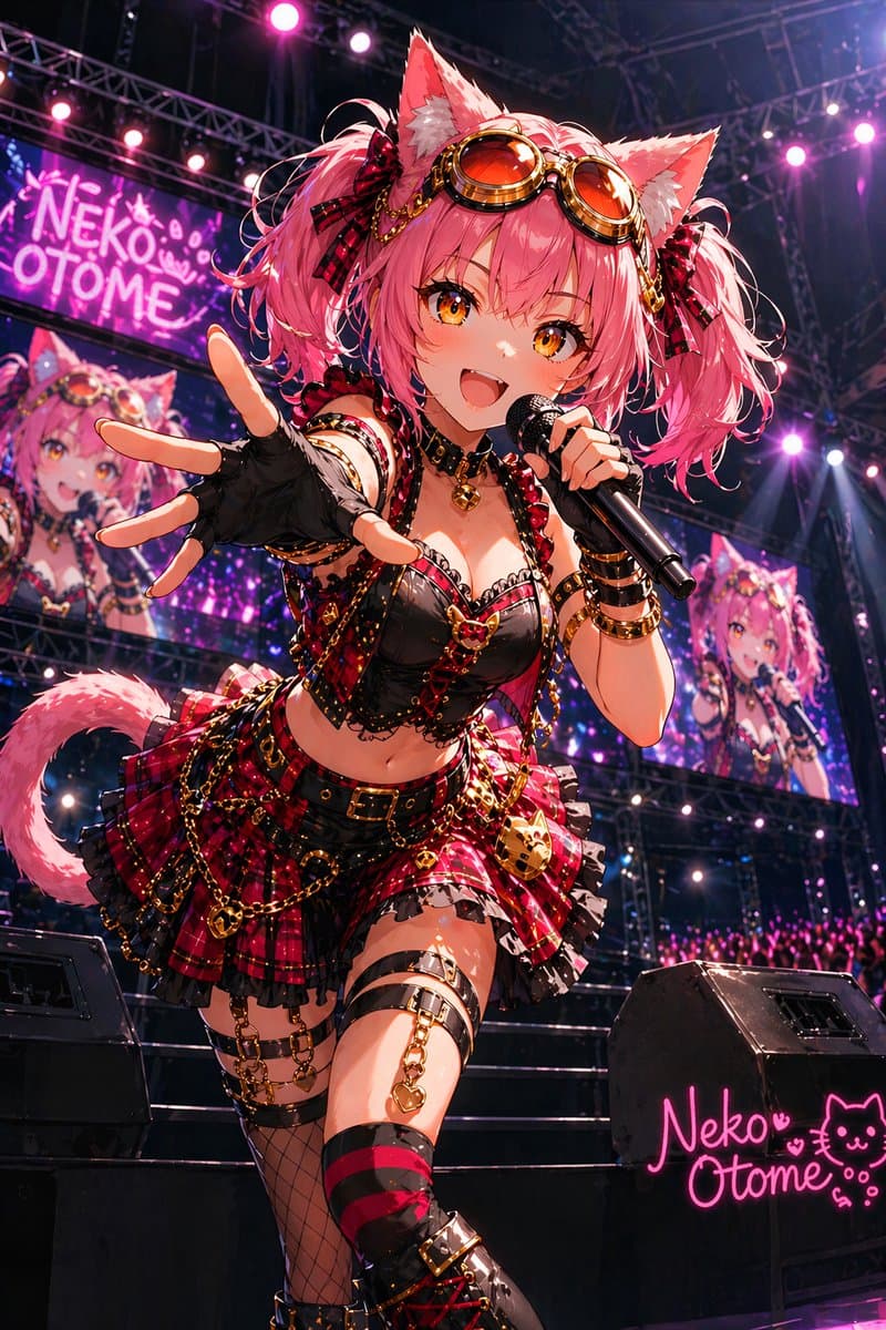 Catgirl Idol Concert Stage - AI image template preview