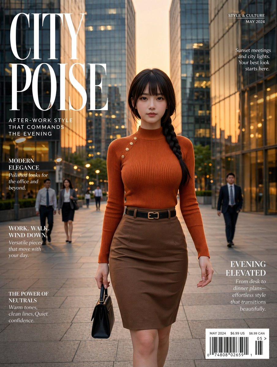Elegant City Fashion Magazine Cover - AI image template preview