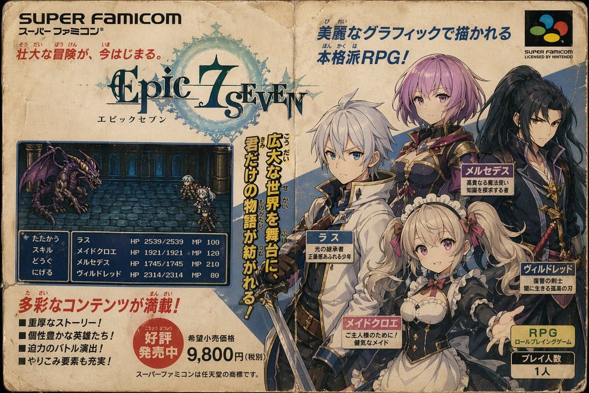 Retro Super Famicom RPG Ad - AI image template preview