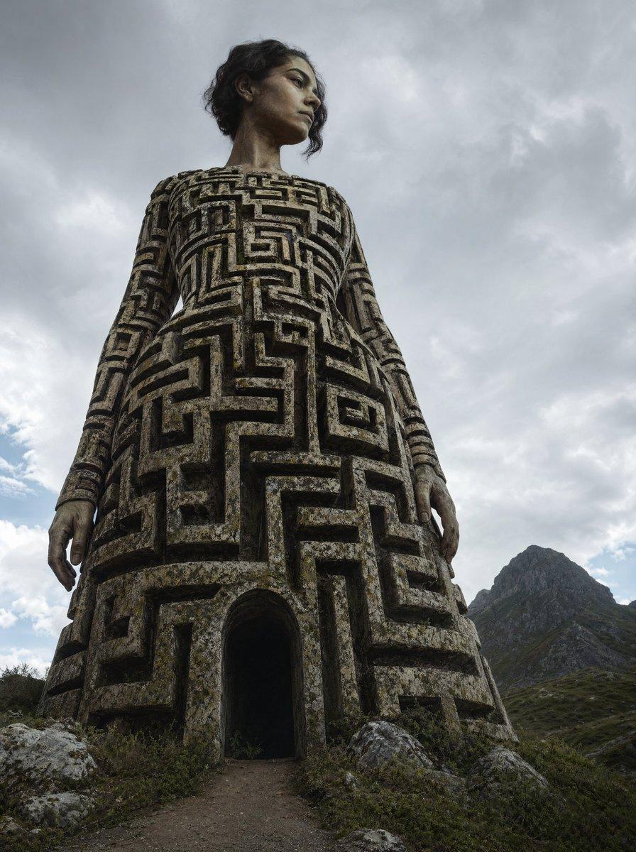 Colossal Labyrinth Woman Monument - AI image template preview