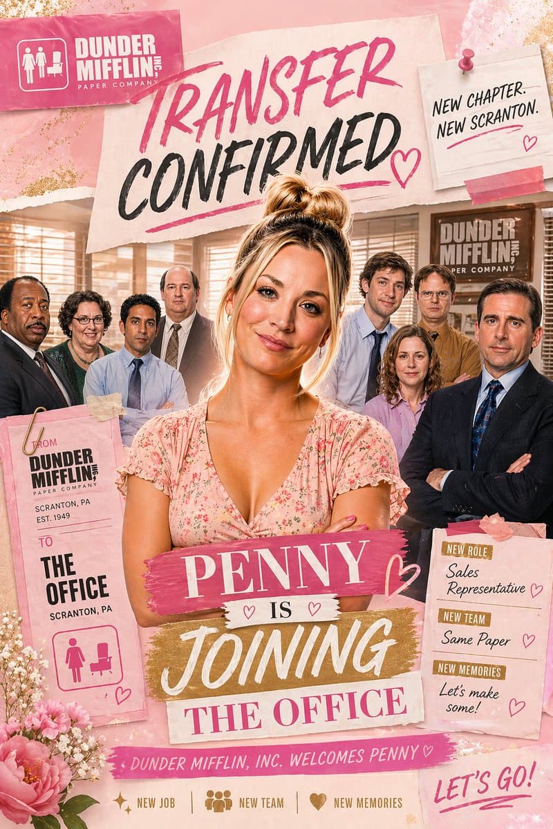 Pink Office Transfer Announcement Poster - AI image template preview