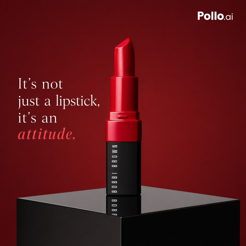Luxury Red Lipstick Ad Poster - AI image template preview