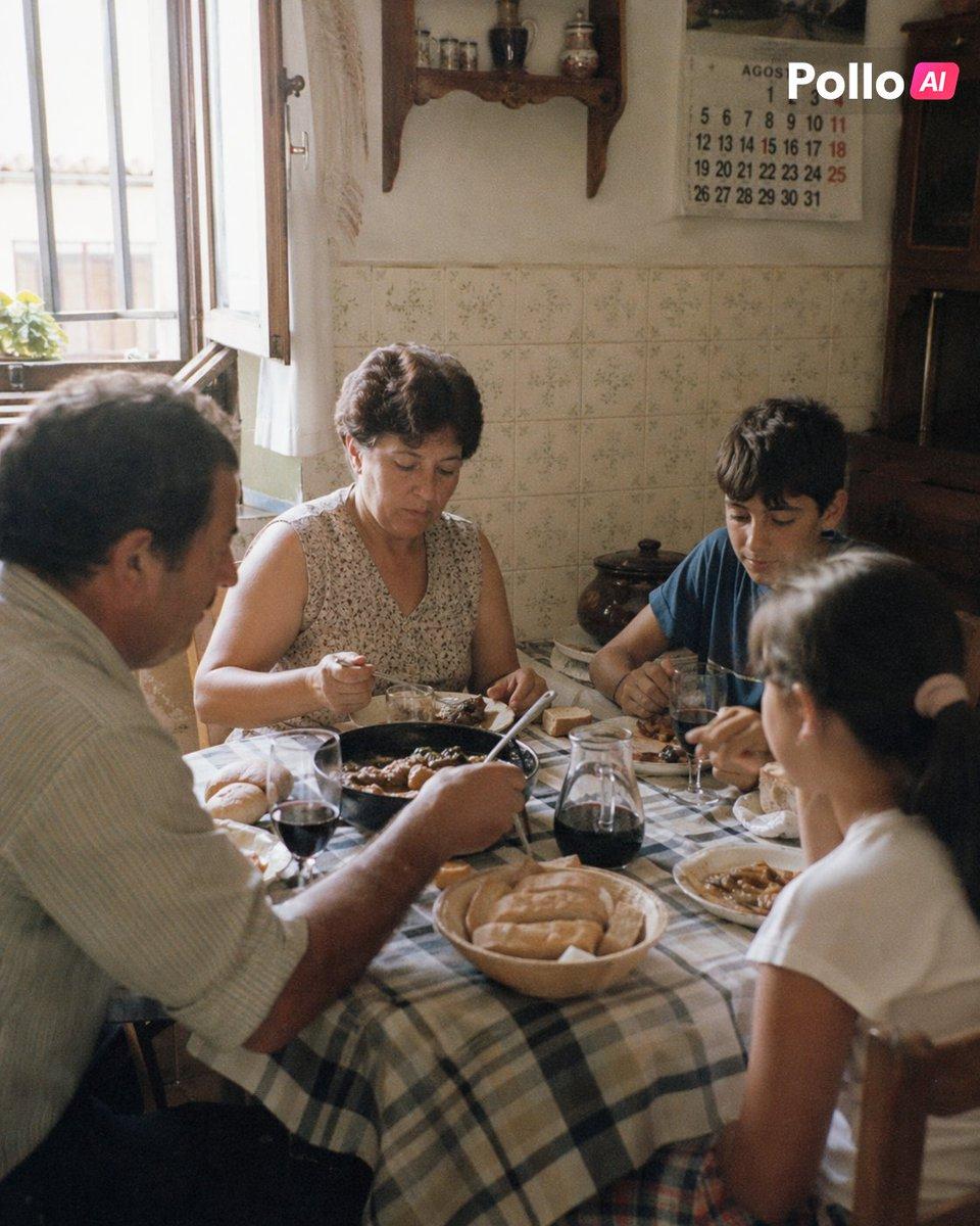 1990s Spanish Family Kitchen Lunch - AI image template preview