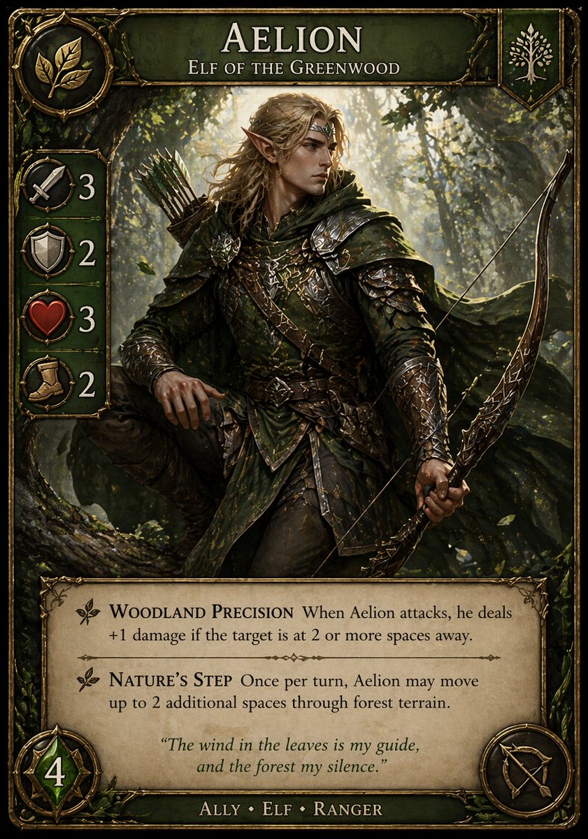 Fantasy Elf Ranger Trading Card - AI image template preview