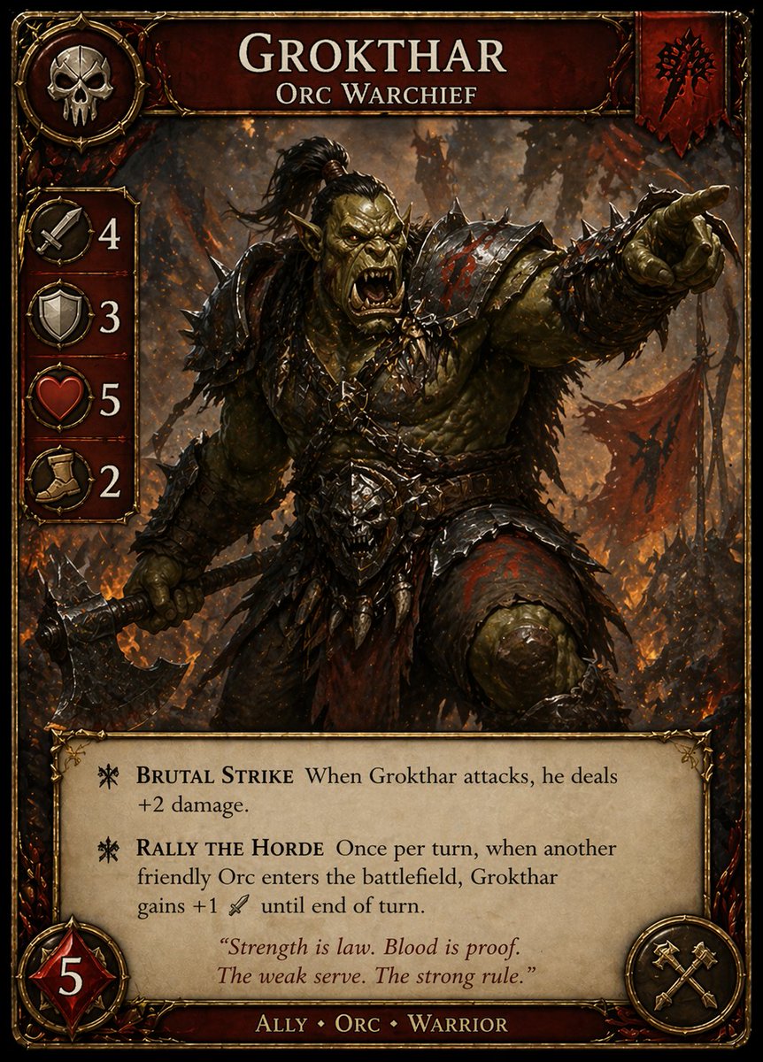 Dark Fantasy Orc Warchief TCG Card - AI image template preview