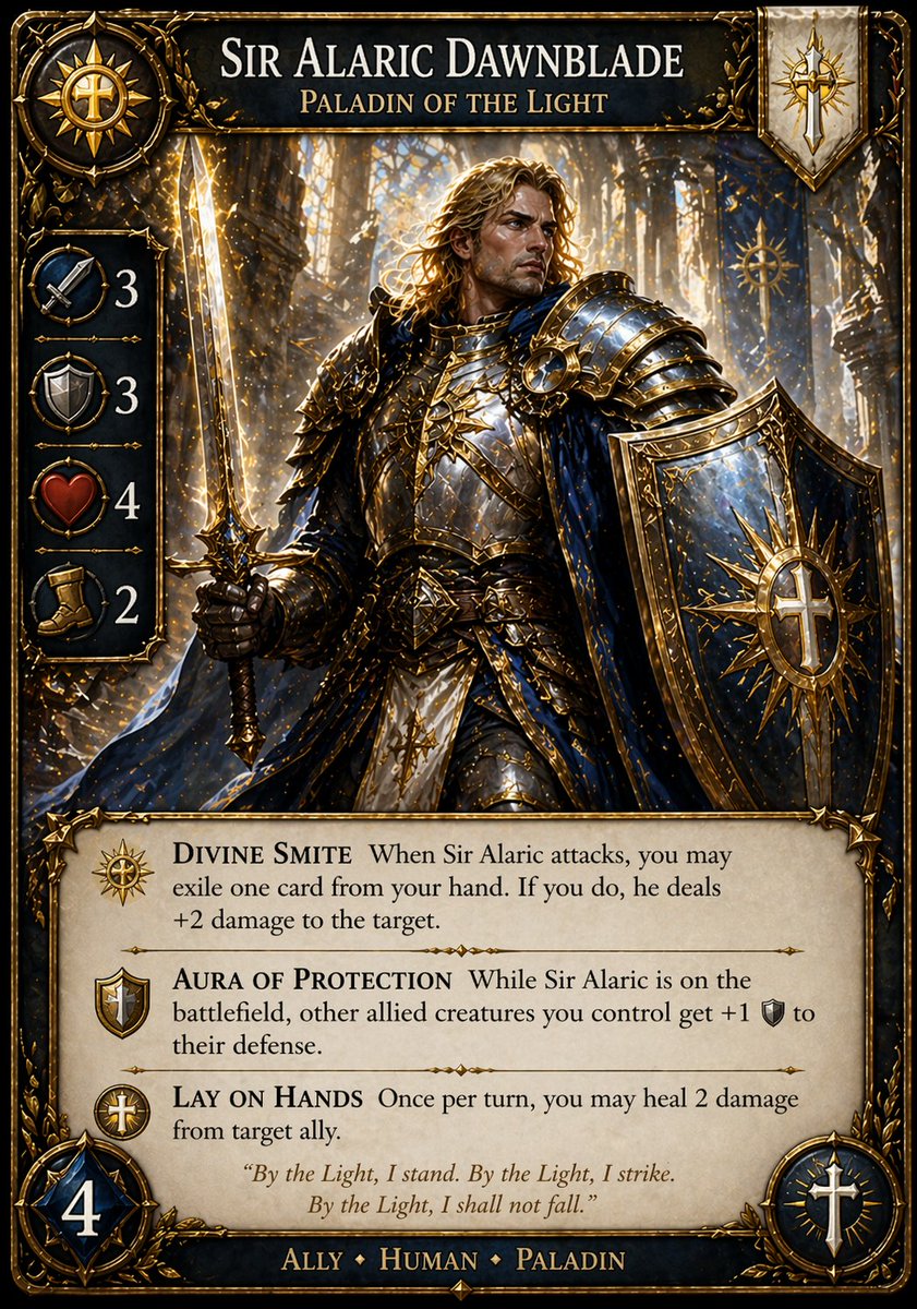 Fantasy Paladin Trading Card - AI image template preview