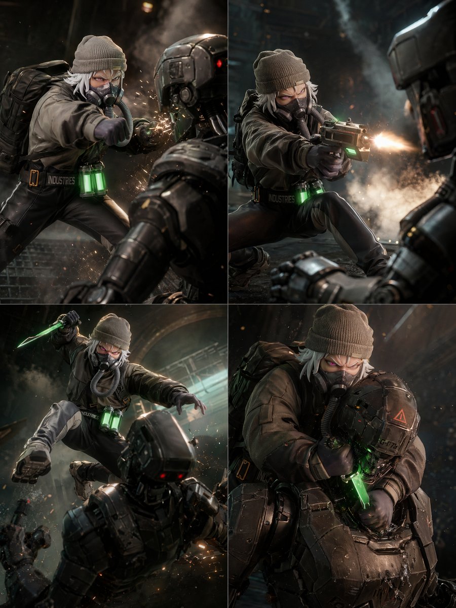 2x2 Sci-Fi Combat Action Grid - AI image template preview