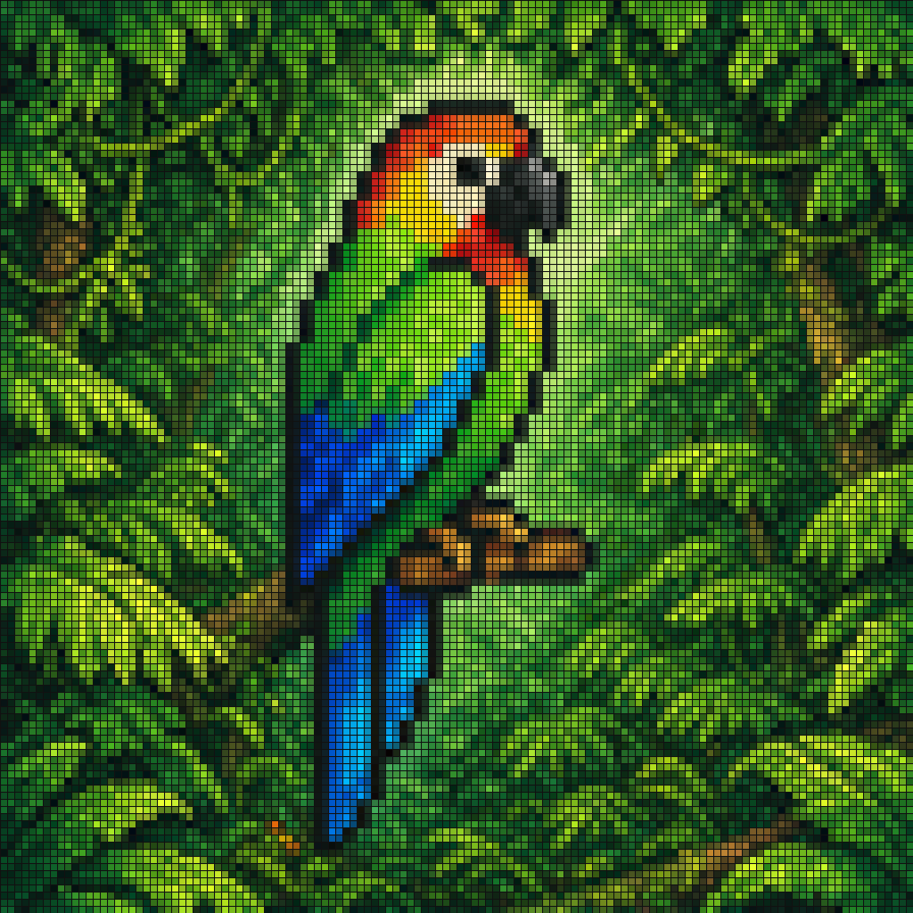 Pixel Mosaic Jungle Parrot - AI image template preview