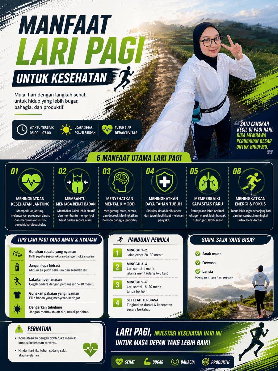 Morning Run Benefits Infographic - AI image template preview