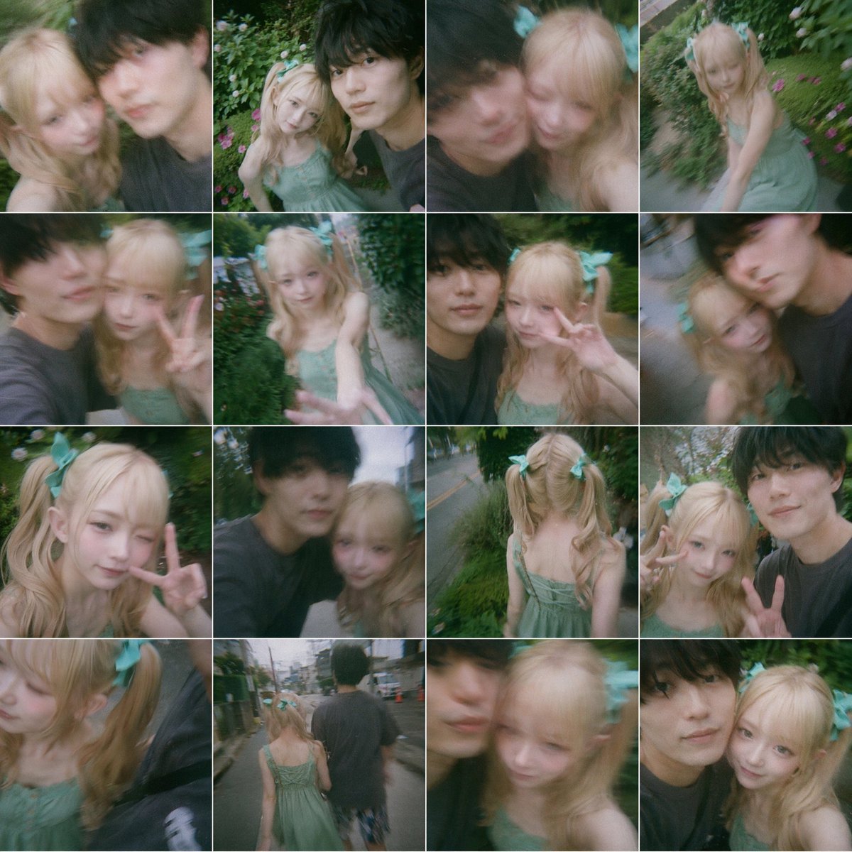 Dreamy 16-Photo Couple Walk Collage - AI image template preview