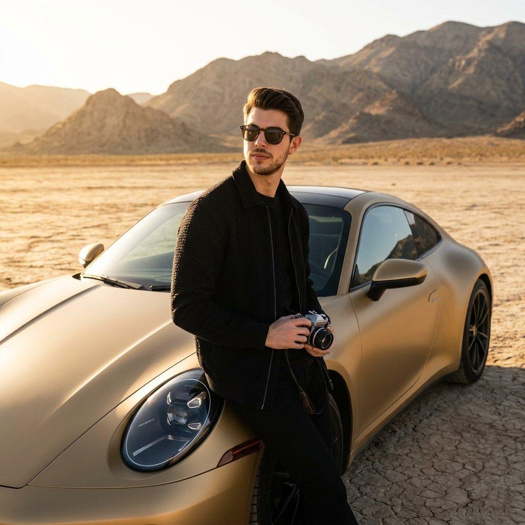 Luxury Car Golden Hour Shoot - AI image template preview