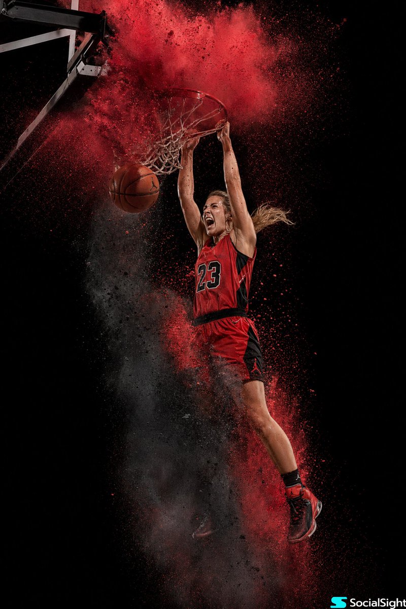 Action Basketball Dunk with Powder Explosion - AI image template preview