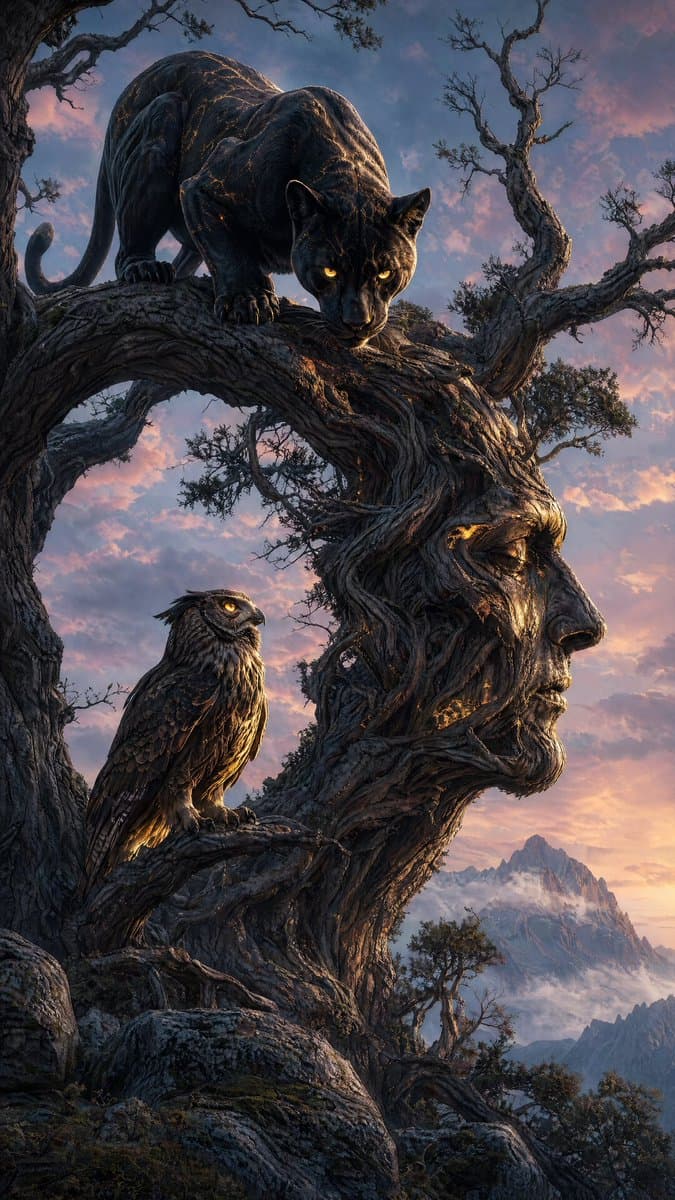 Majestic Panther Fantasy Scene - AI image template preview