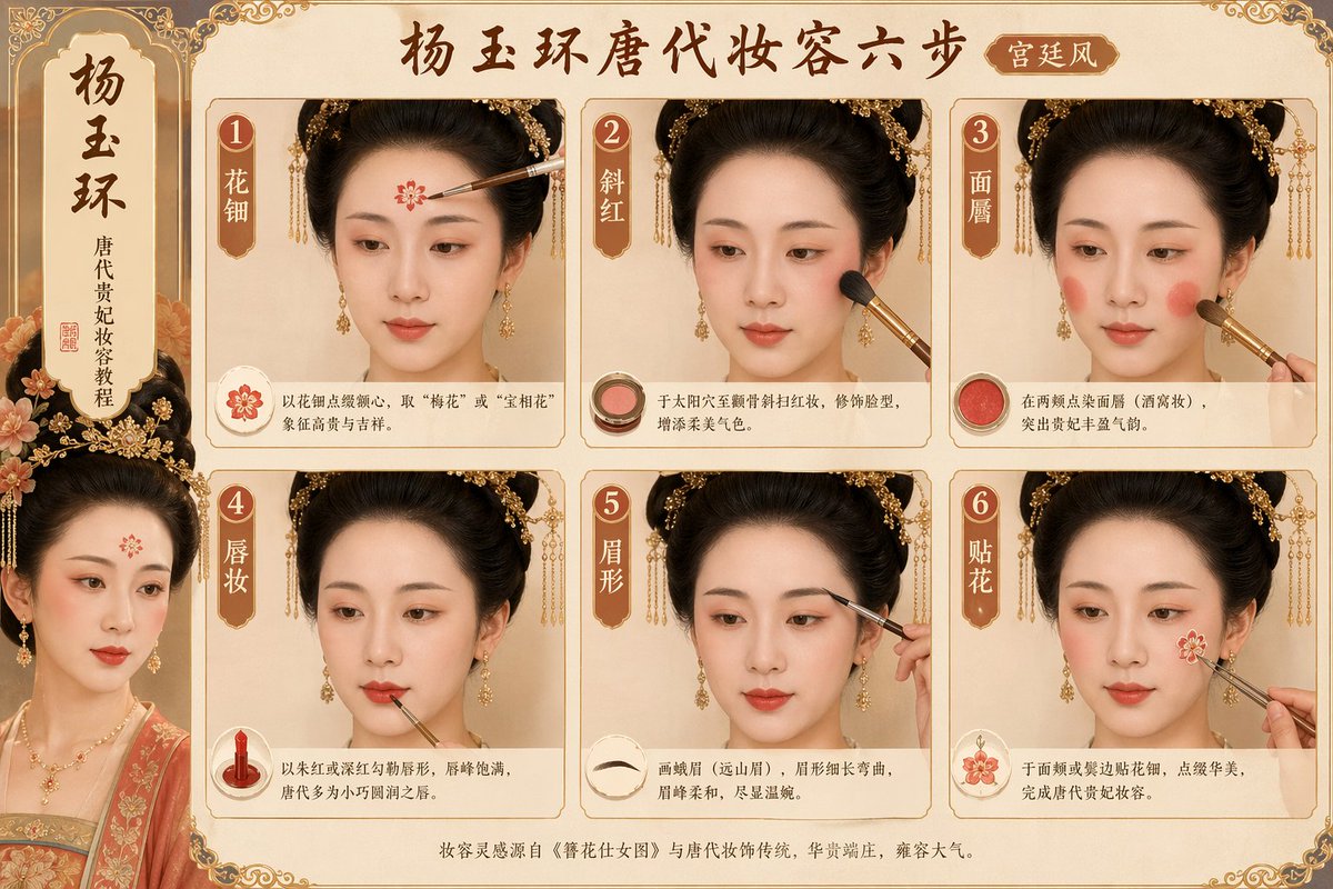 Tang Dynasty makeup steps prompt - AI image template preview