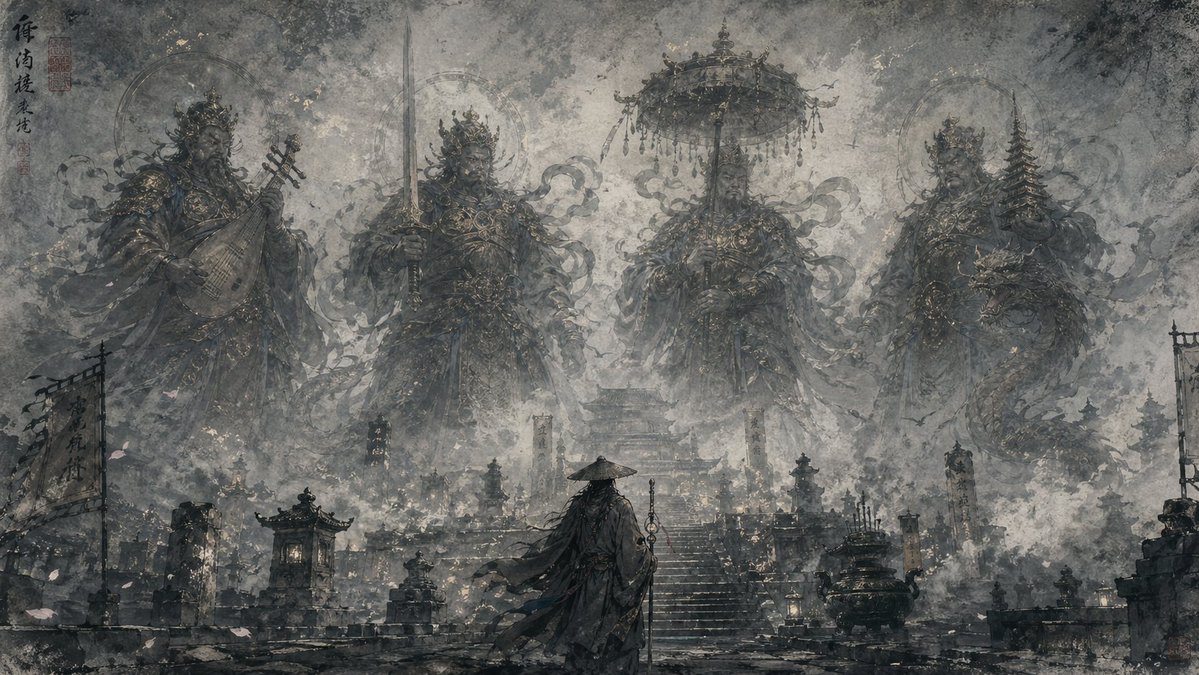 Eastern Ink Fantasy Illustration - AI image template preview