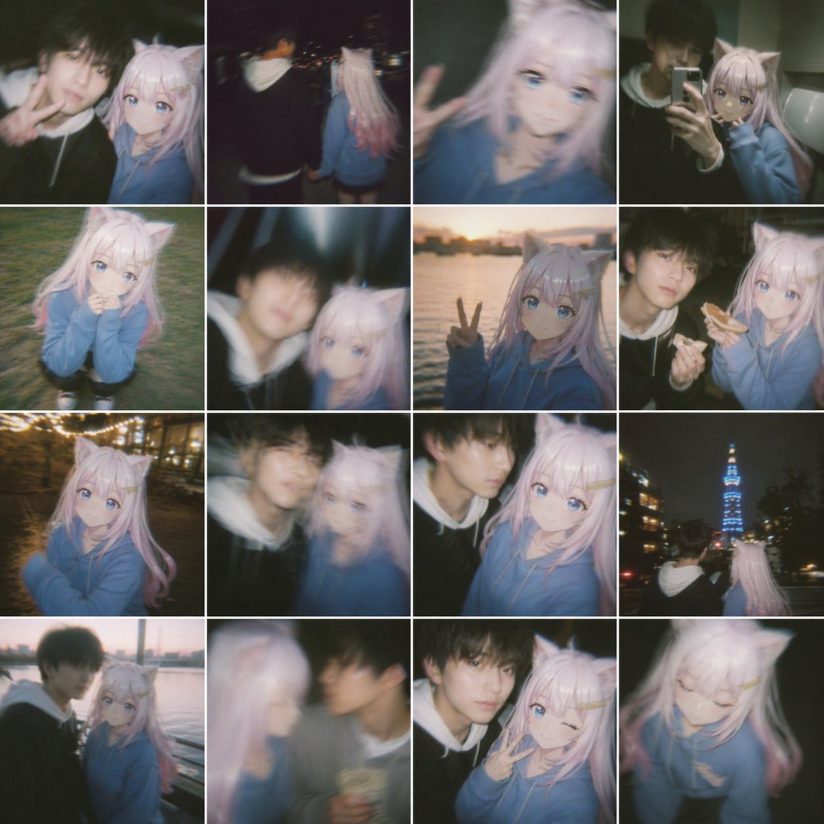 Nostalgic Shaky Film Couple Selfies - AI image template preview