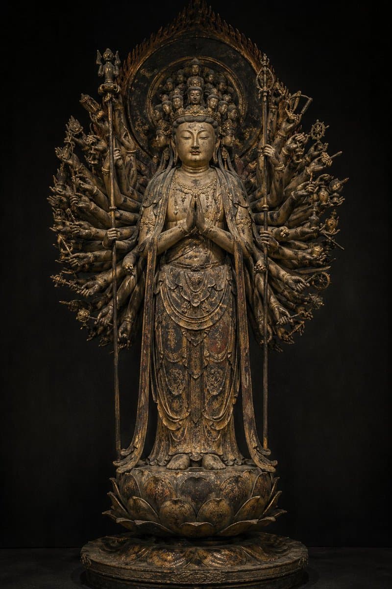 Traditional Japanese Buddhist Statue - AI image template preview