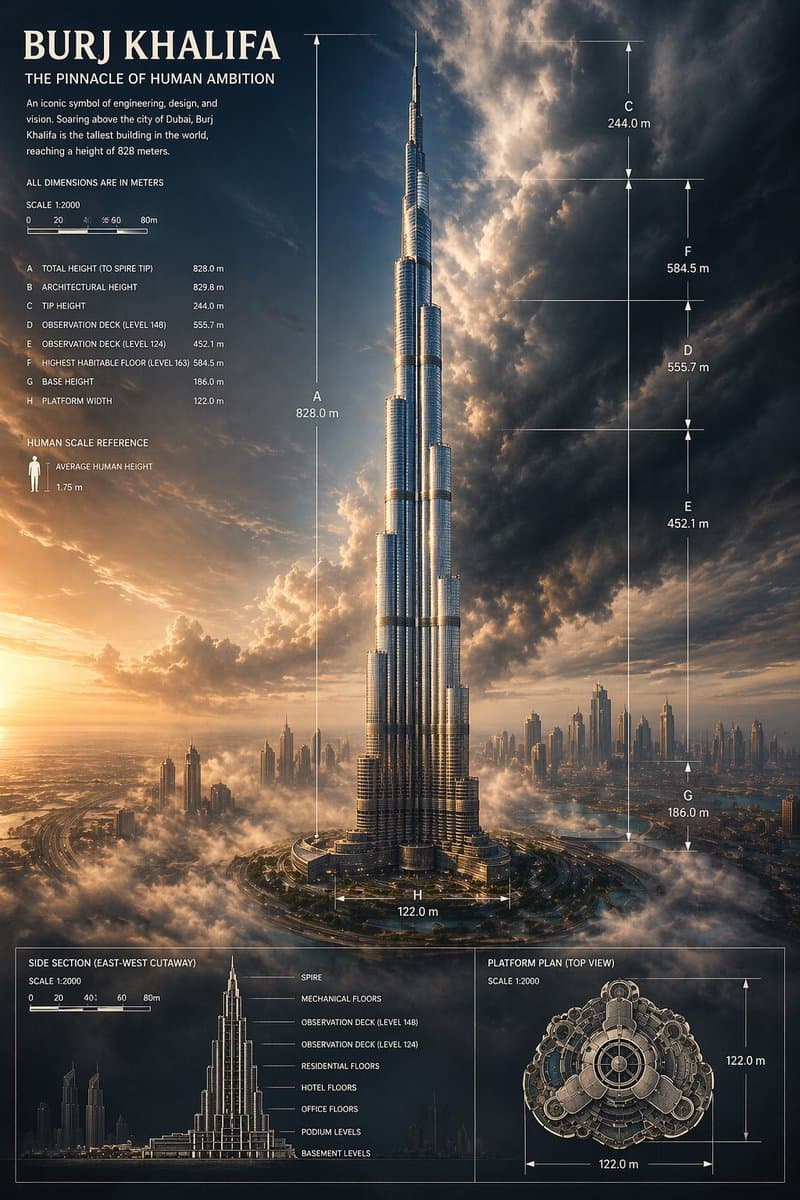 Burj Khalifa Epic Infographic Poster - AI image template preview