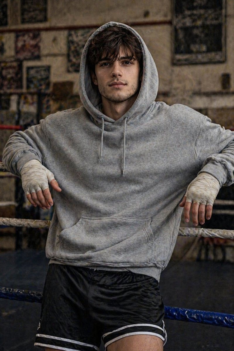 Gritty Boxer Leaning on Ring Ropes - AI image template preview
