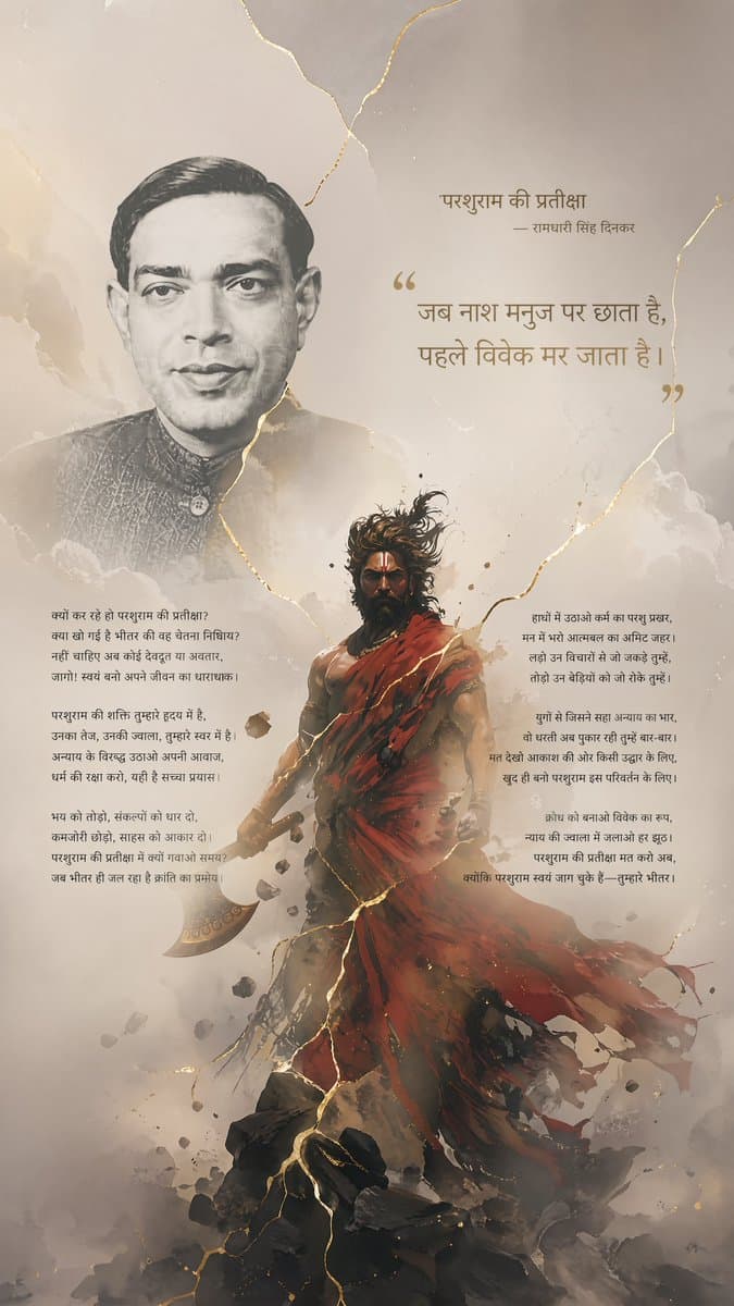 Hindi Poem Poster with Parashurama - AI image template preview