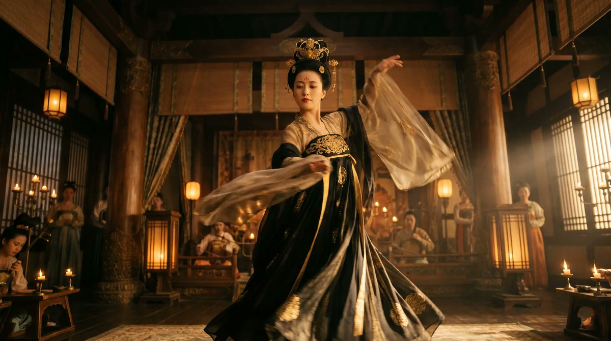 Cinematic Tang Court Dancer at Night - AI image template preview