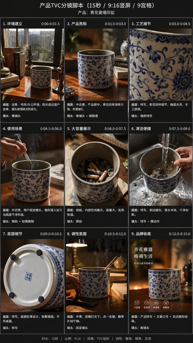 9-Panel Product TVC Storyboard preview