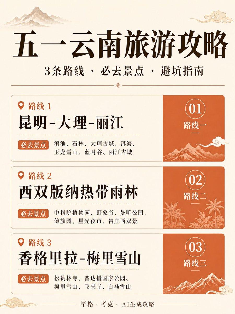 Chinese Yunnan Travel Guide Poster - AI image template preview
