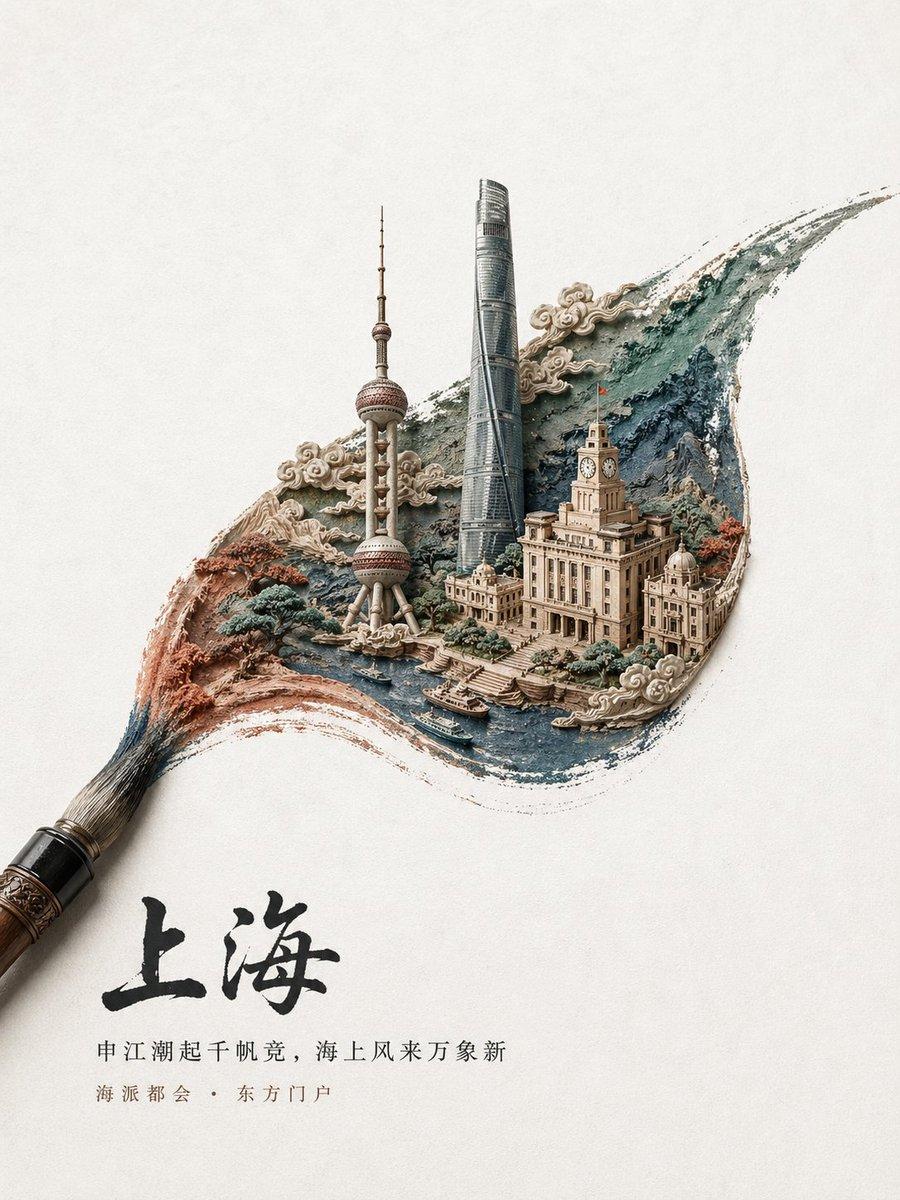 Chinese Brushstroke Shanghai Poster preview