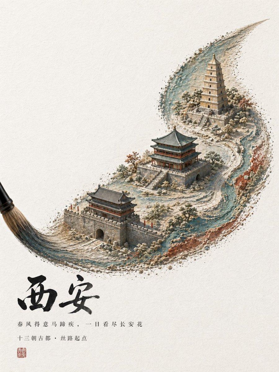 Chinese Brushstroke Xi'an Poster preview