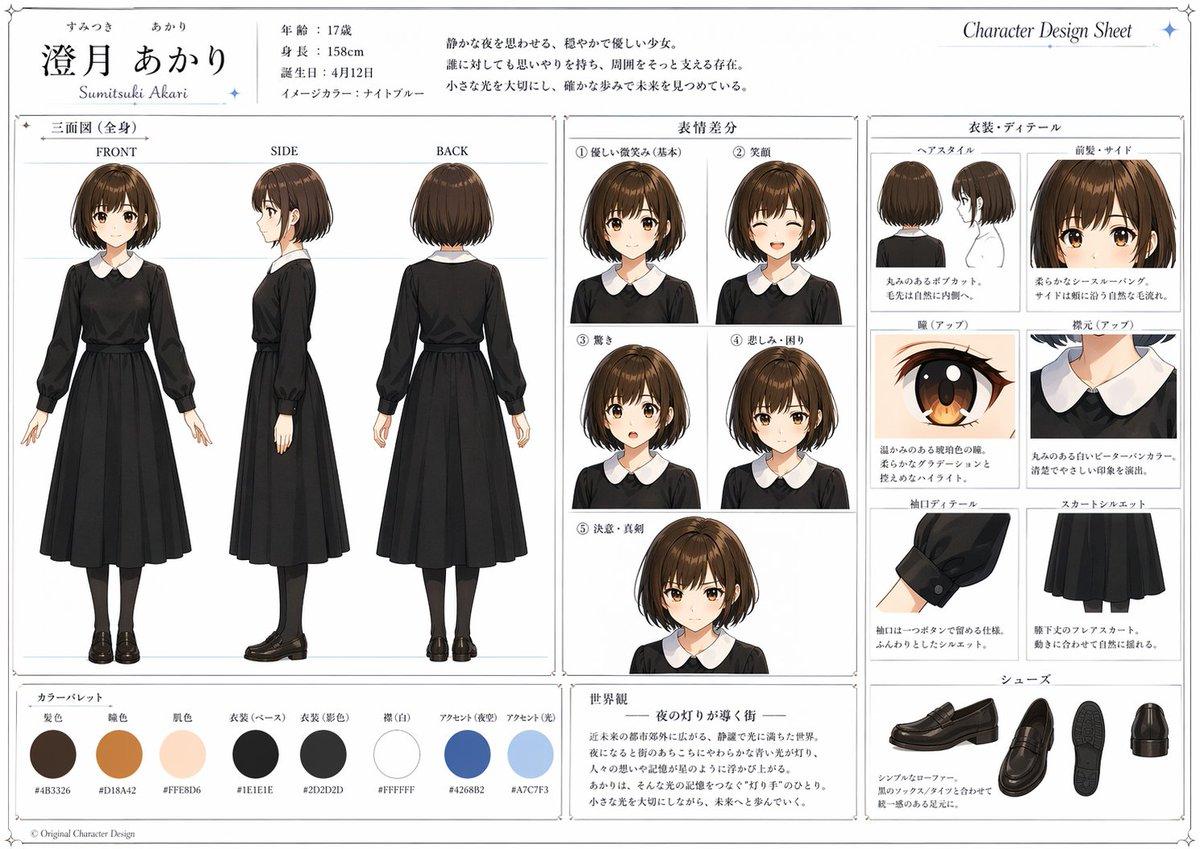 Anime Character Design Sheet - AI image template preview