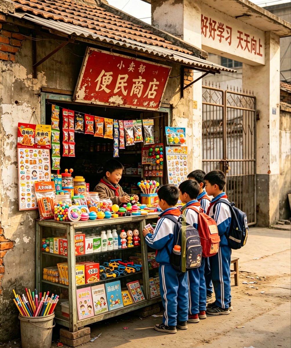 Nostalgic Chinese School Shop Scene - AI image template preview