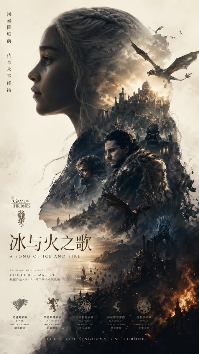 Epic Fantasy Double-Exposure Poster - AI image template preview