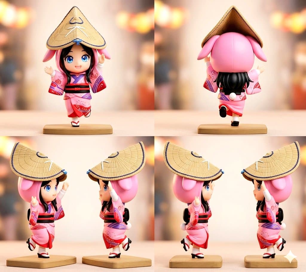 Awa Odori Chibi Figure Turnaround - AI image template preview