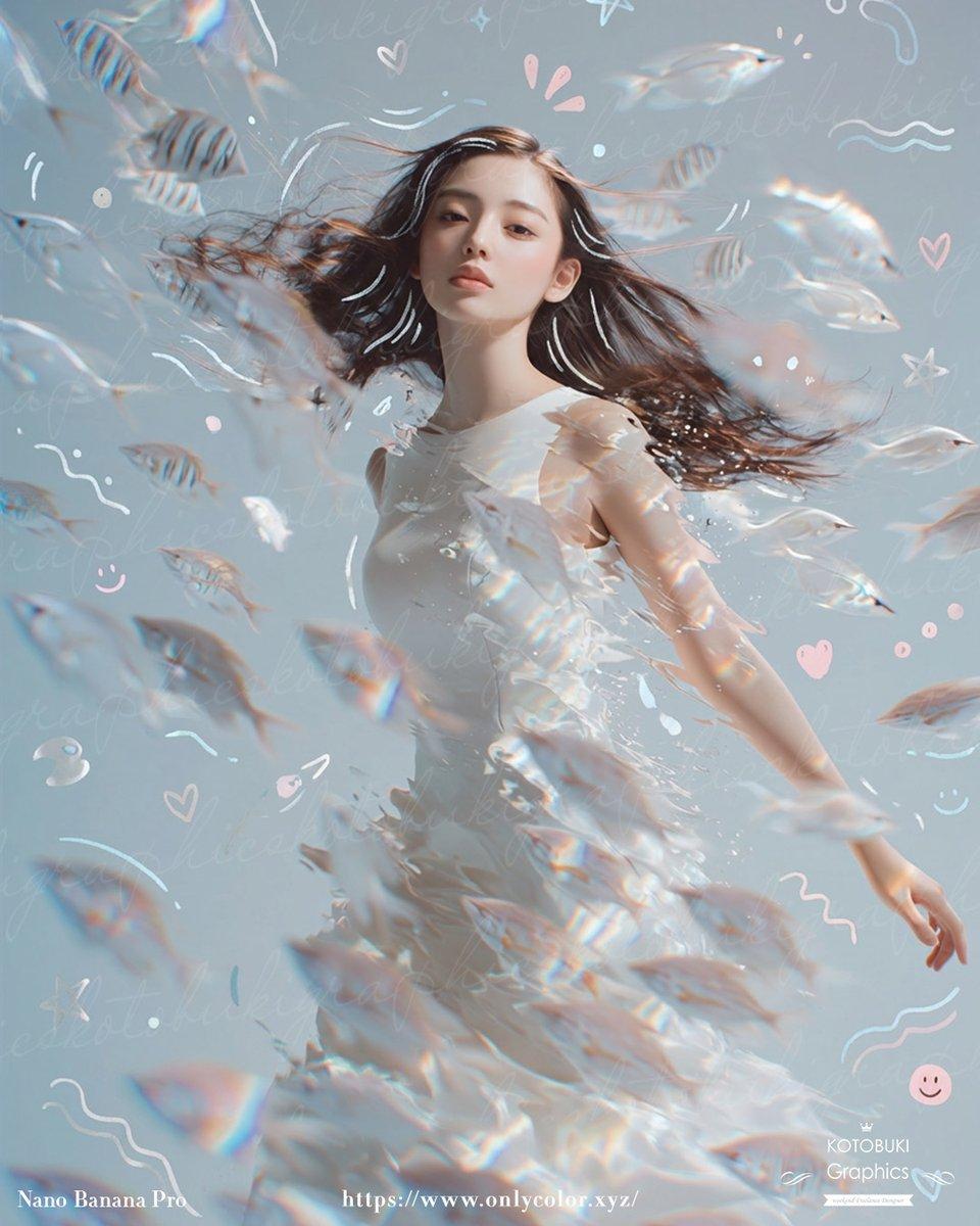 Dreamy Underwater Woman With Translucent Fish preview