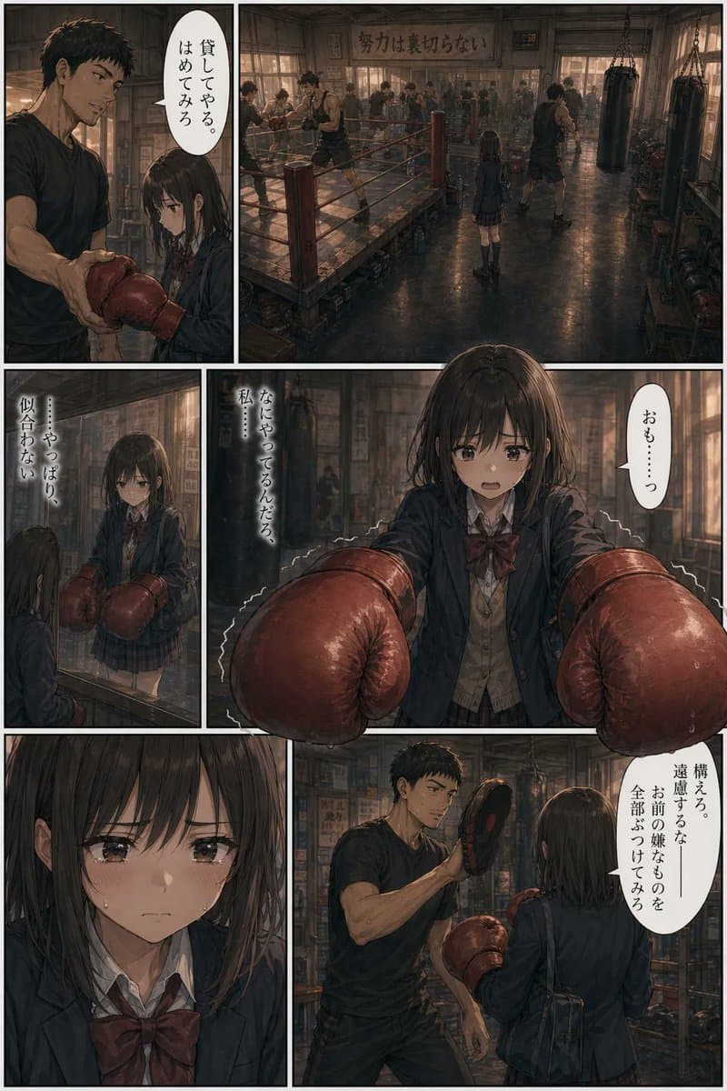 Seinen Boxing Gym Manga Page - AI image template preview