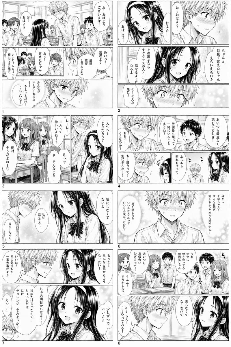 Shy Classroom Romance Manga Page - AI image template preview