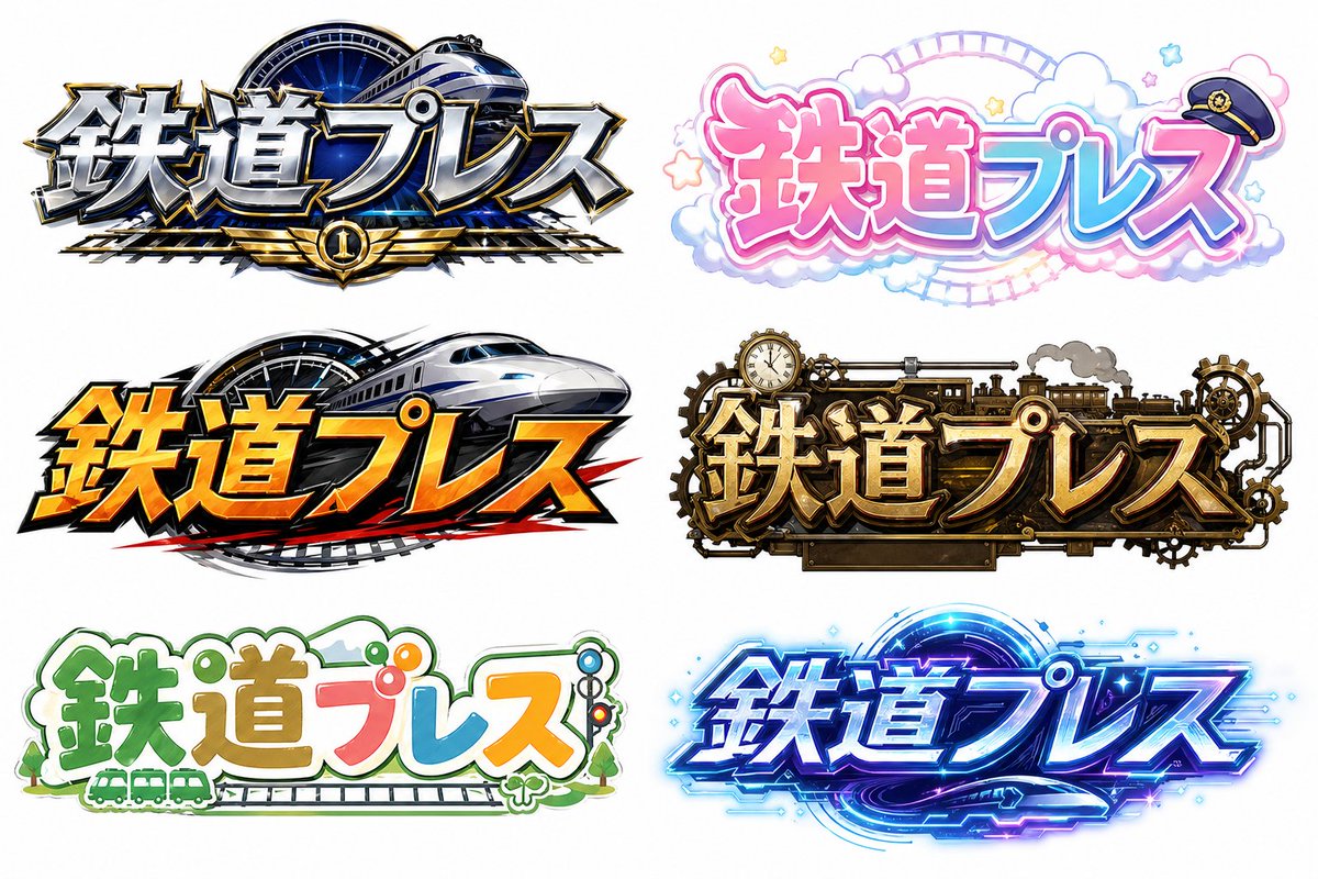 Six Japanese Train Logo Variations - AI image template preview