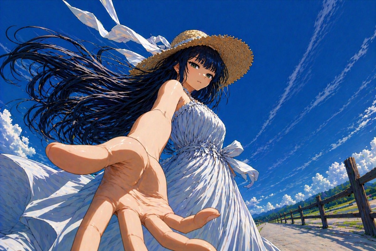 Low-Angle Anime Summer Hand Reach - AI image template preview