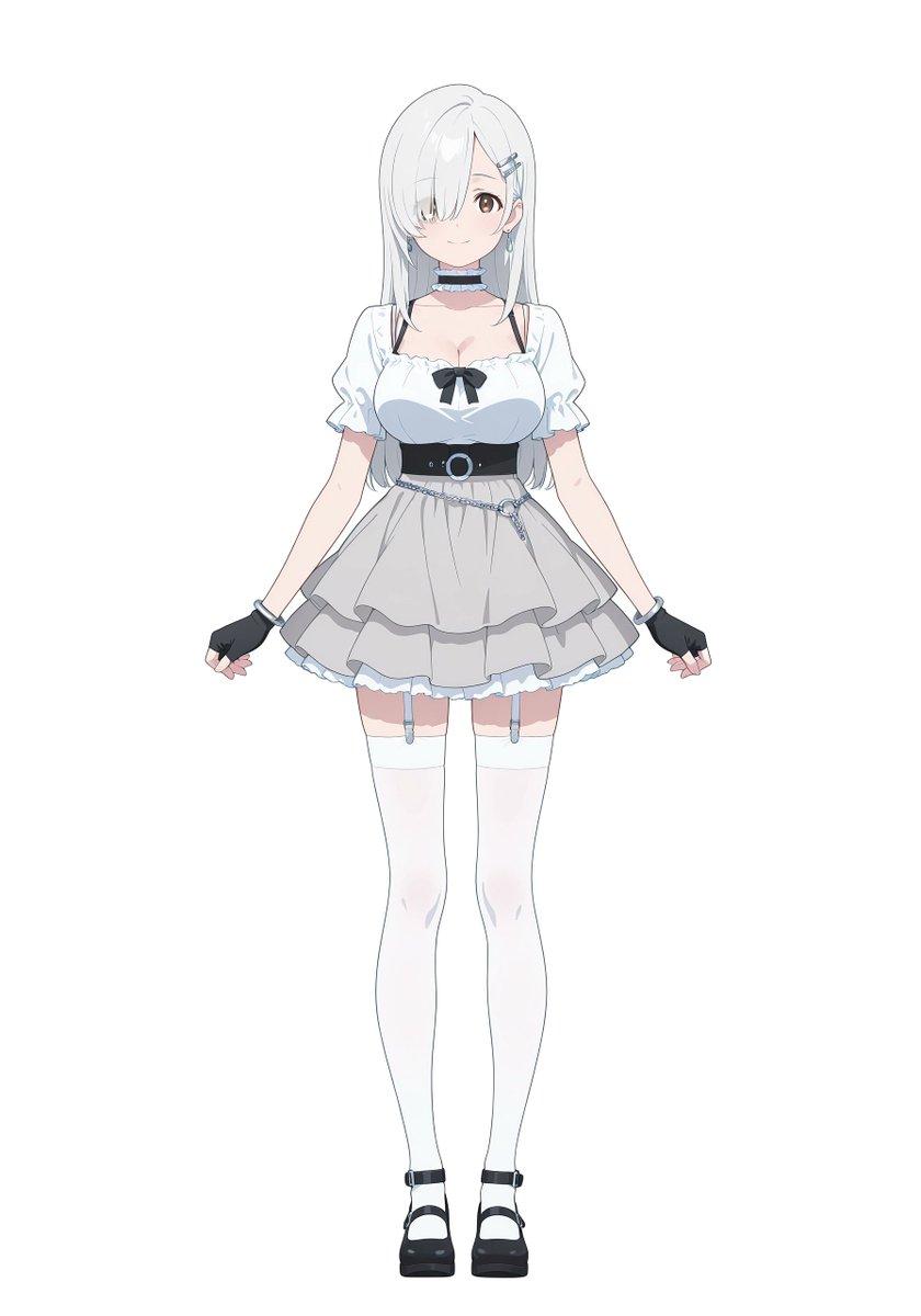 Full-Body Silver Anime Girl Design - AI image template preview
