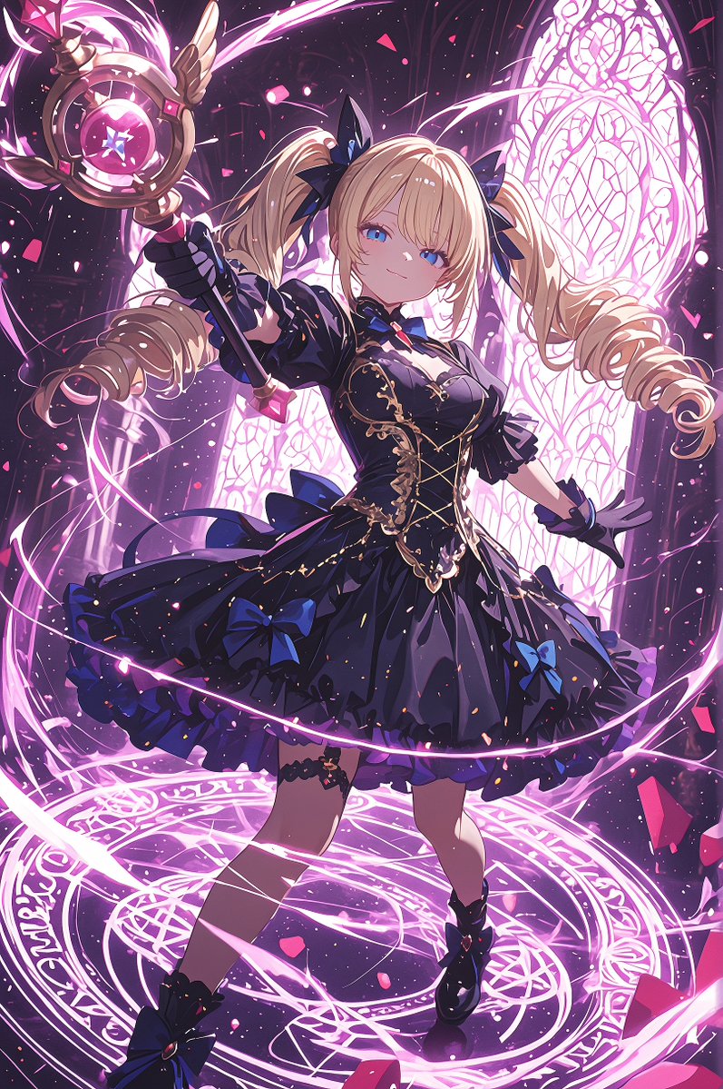 Gothic Magical Girl with Spell Circle - AI image template preview
