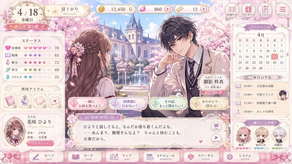 Pastel Otome Game UI Mockup - AI image template preview