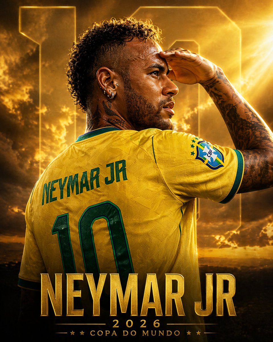 Golden Neymar World Cup Poster - AI image template preview