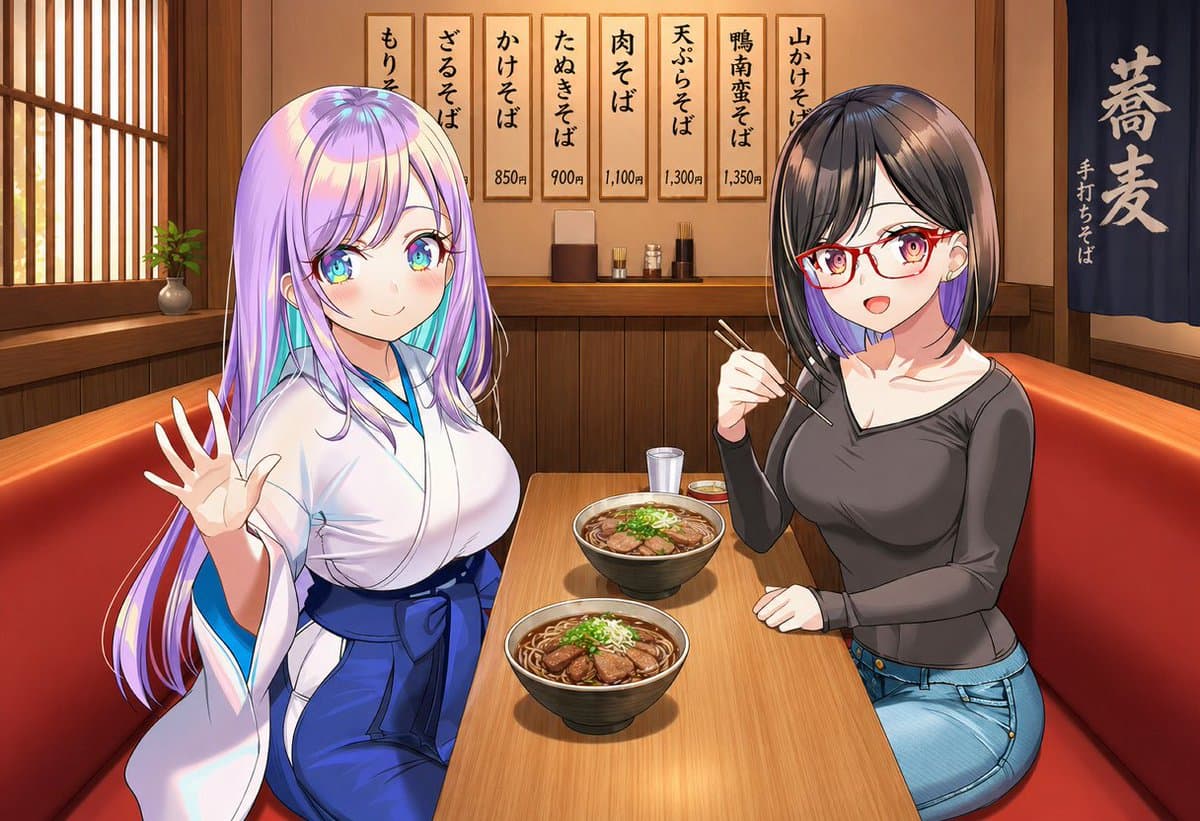 Anime Friends Eating Soba preview