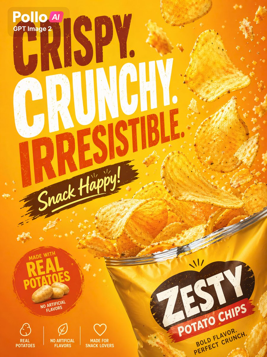 Bold Potato Chips Advertising Poster - AI image template preview
