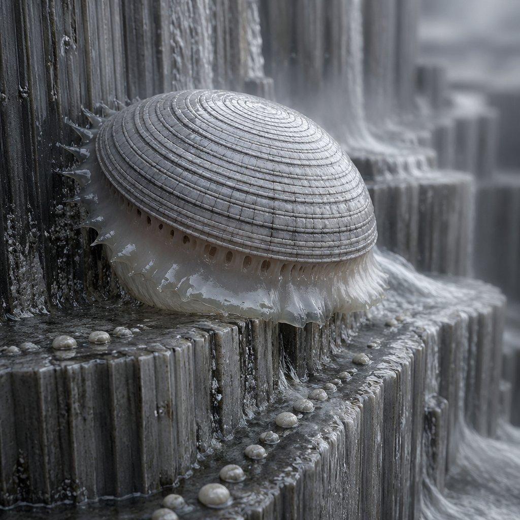 Macro Shell Jelly on Wet Basalt - AI image template preview