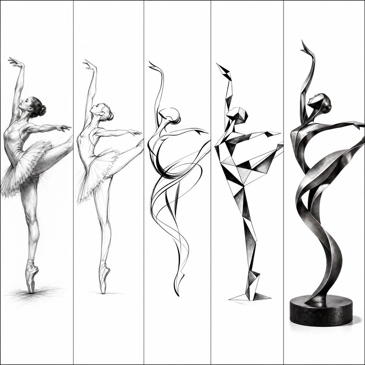 Artistic Progression Ballerina Sculpture - AI image template preview
