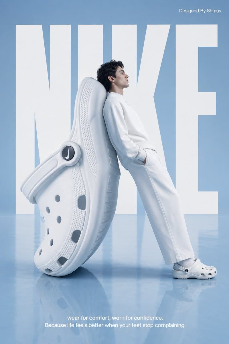 Surrealist Nike Clog Advertisement - AI image template preview