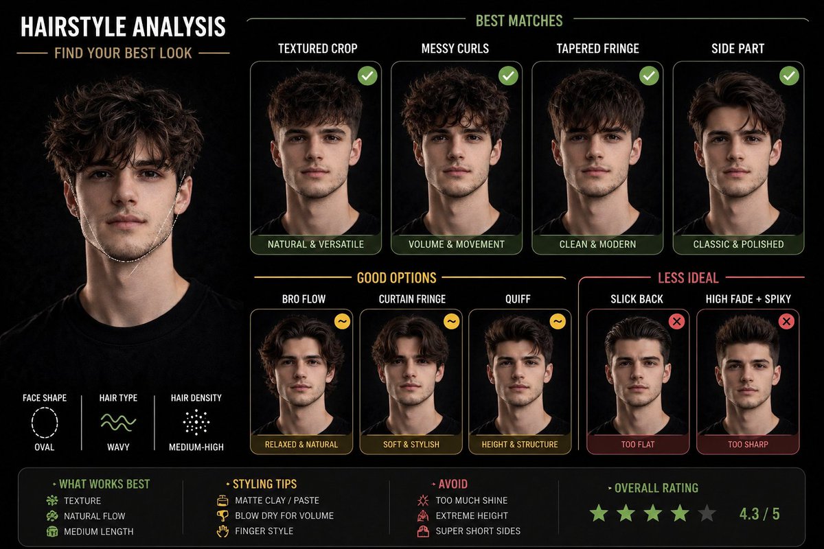 Hairstyle Suitability Analysis Chart - AI image template preview