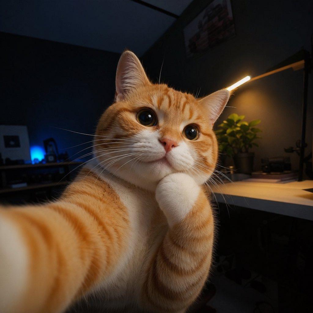 Cute Cat Selfie - AI image template preview